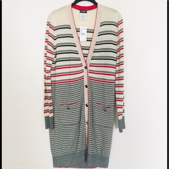 Chanel Striped Long Cardigan US 4-6 - Picture 4 of 10
